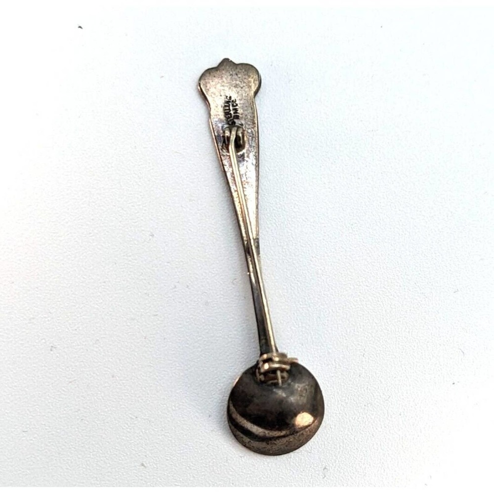Sterling Silver Salt Spoon Brooch Signed BMCO Sterling - Picture 4 of 6